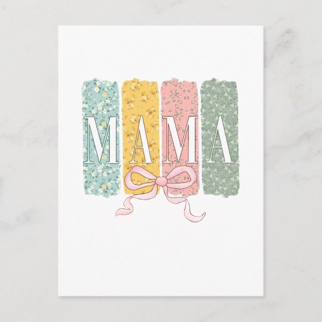 Carte Postale Drôle Bow Coquette Mama Fleurs Fête des Mères (Devant)