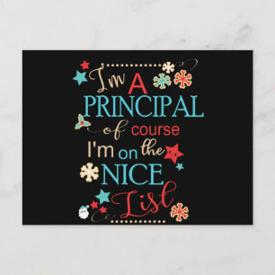 Carte Postale Drôle cadeau principal de Noël Je suis un principa