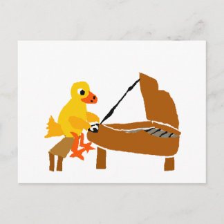 Carte Postale Drôle Canard Jouer Piano Art