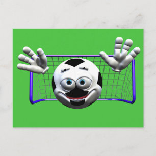 Carte Postale Drôle Cartoon Soccer Ball