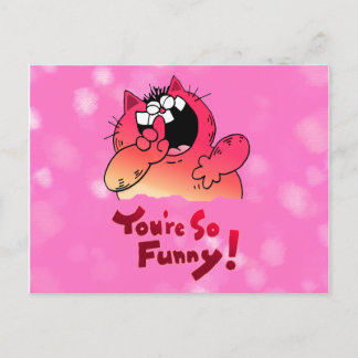 Carte Postale Drôle chat de dessin animé | Chat à caricature sot