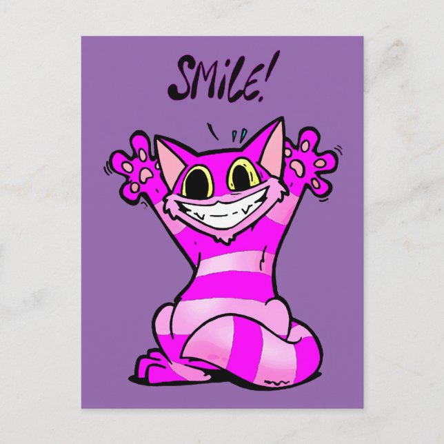 Carte Postale Drôle chat de dessin animé, sourire (Devant)