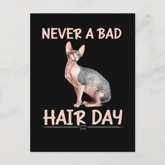 Carte Postale Drôle Chat sans cheveux Sphynx Humour cheveux (Devant)