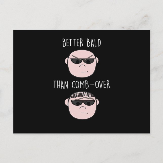 Carte Postale Drôle Cheveux Baldy Bald Guy Tête de peau Hommes H (Devant)