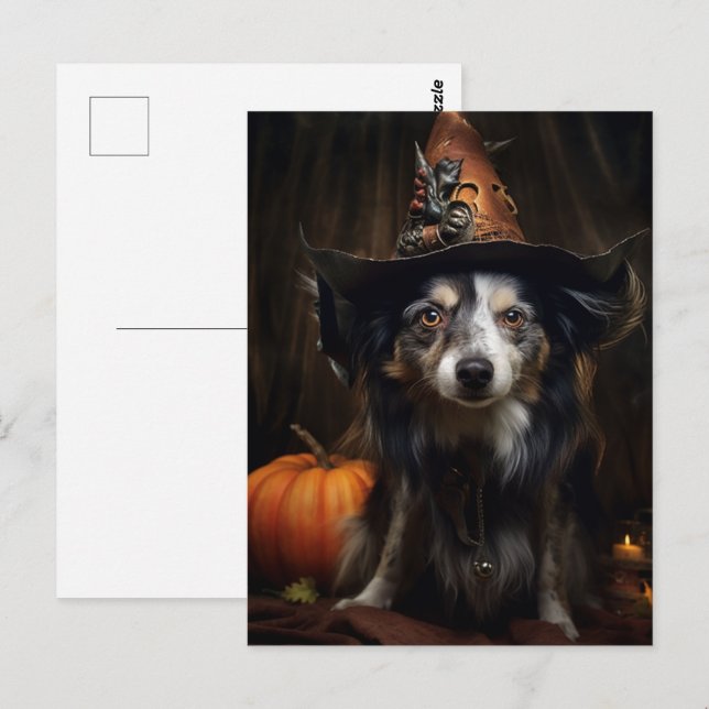 Carte Postale Drôle chien d'Halloween (Devant / Derrière)