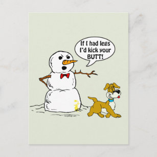 Carte Postale Drôle Chien et Snowman Dessin