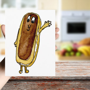Carte Postale Drôle Chocolat Eclair Quirky Cake Cartoon Art