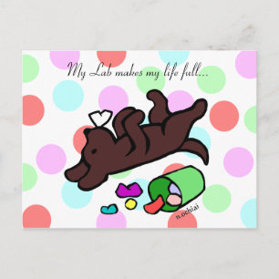 Carte Postale Drôle Chocolat Labrador Cartoon Polka Dot