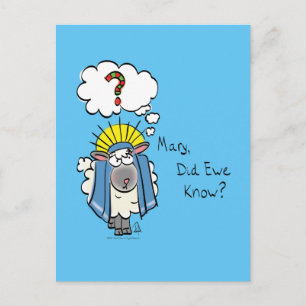 Carte Postale Drôle Christian Noël mignon Mouton Dessin