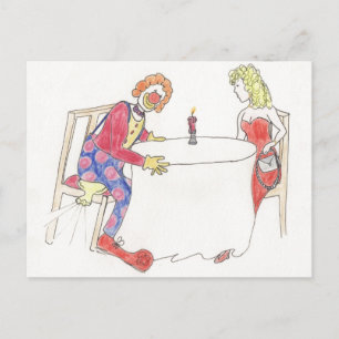 Carte Postale Drôle Clown Trump Cartoon Amour Romance Humour Art