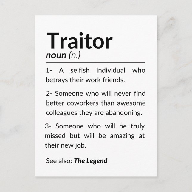 Carte Postale Drôle collègue d'adieu, collègue quittant son empl (Devant)