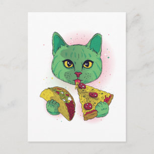 Carte Postale Drôle Cosmique Pizza Cat Graphic Cartoon Ado de l'