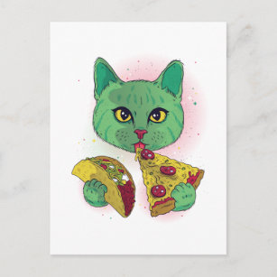 Carte Postale Drôle Cosmique Pizza Cat Graphic Cartoon Ado de l'