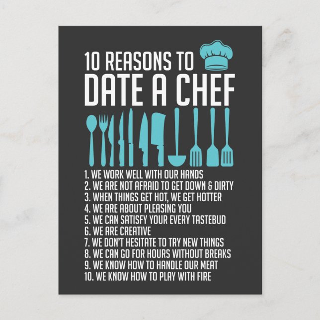 Carte Postale Drôle Cuisine Chef Dating Humour Single Cook (Devant)