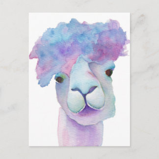 Carte postale drôle d'alpaca aquarelle