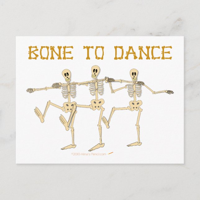 Carte Postale Drôle Dansant Skeletons Oone To Dance Dessin (Devant)