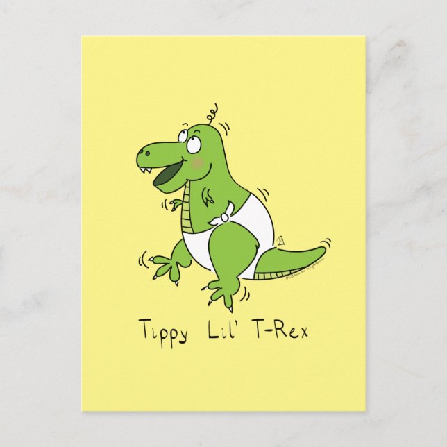 Carte postale drôle de bébé dinosaure Tippy Lil T- (Devant)