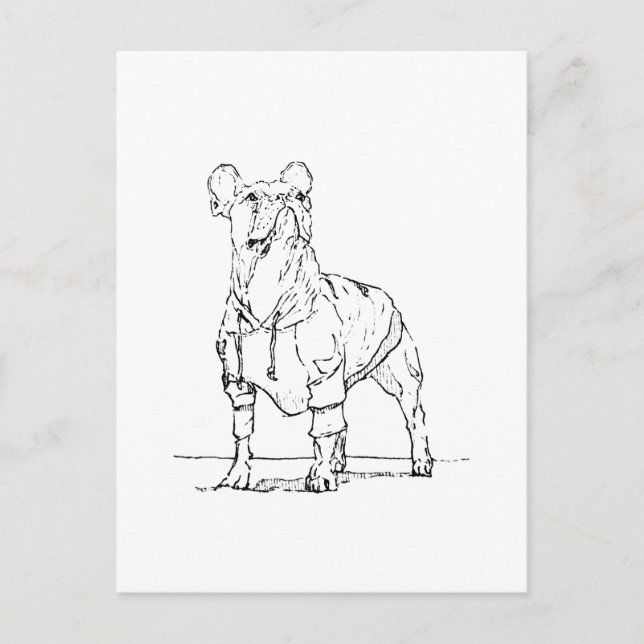 Carte Postale Drôle de Bouledogue Français –  À Tes Pensées (Devant)