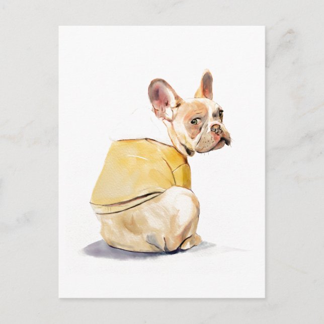 Carte postale drôle de Bouledogue Français, Illust (Devant)