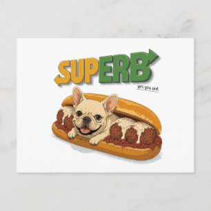 Carte Postale Drôle de Bouledogue Français SUPERB Cute sous-mari
