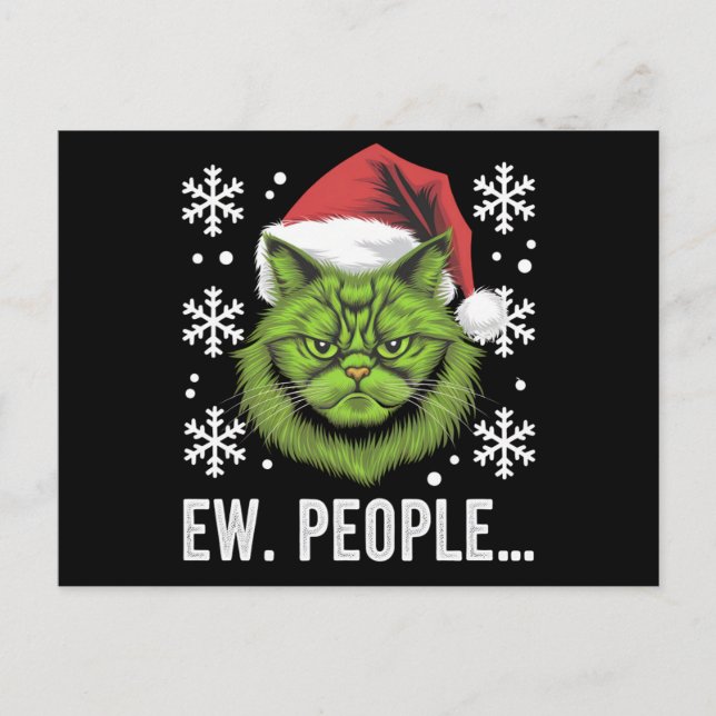 Carte Postale Drôle de chat de Noël Ew personnes amateurs de cha (Devant)