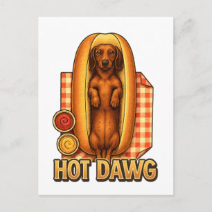 Carte Postale Drôle de Doyenne Drôle de Chien Parodie de Hot Dog