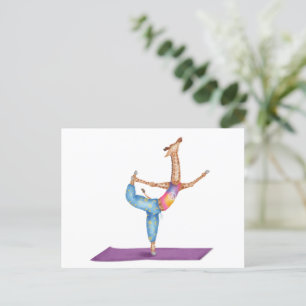 Carte postale drôle de girafe de yoga