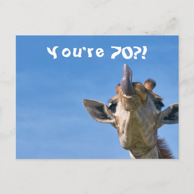 Carte Postale Drôle de girafe Joyeux 70e anniversaire (Devant)