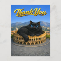 Drôle de gros chat noir Colisée romain Merci