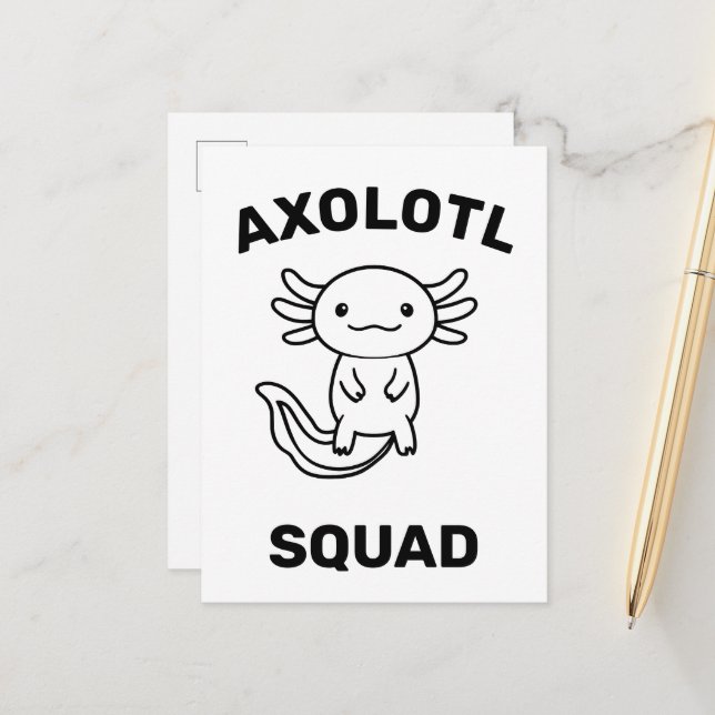 Carte Postale Drôle de groupe d'Axolotls mignons Fête modifiable (Devant/Arrière en situation)