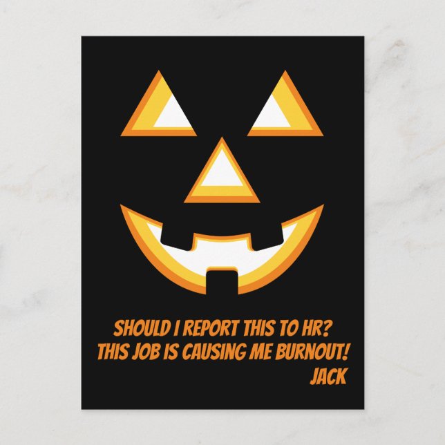 Carte postale drôle de Jack-O'-Lantern épuisé (Devant)