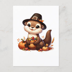 Carte Postale Drôle de loutre reconnaissante amie de Thanksgivin