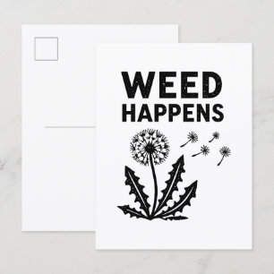 Carte Postale Drôle de mauvaise herbe se produit Art de tampon à