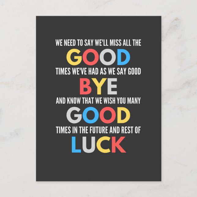 Carte Postale Drôle de partir Adieu (Devant)