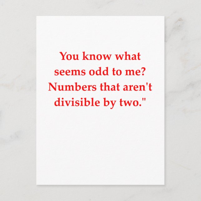 Carte Postale drôle de plaisanterie mathématique (Devant)