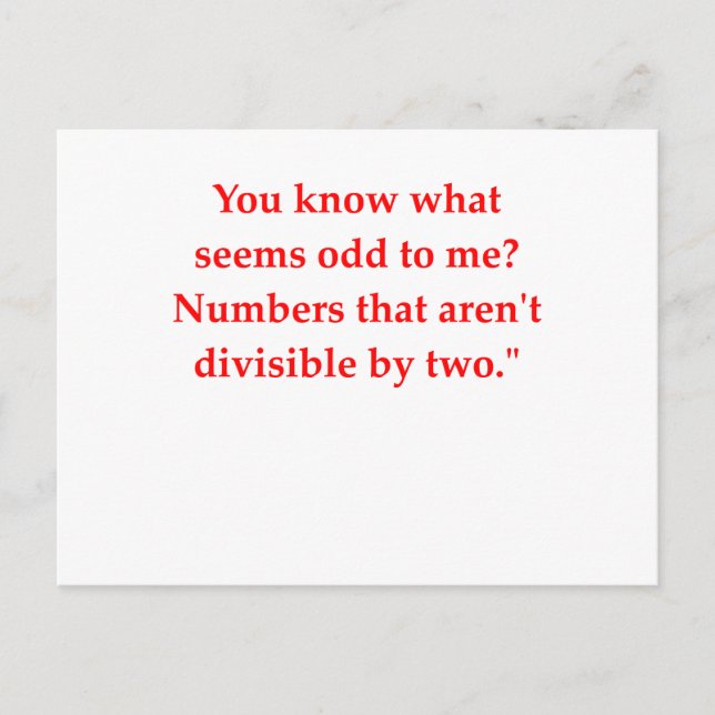 Carte Postale drôle de plaisanterie mathématique (Devant)