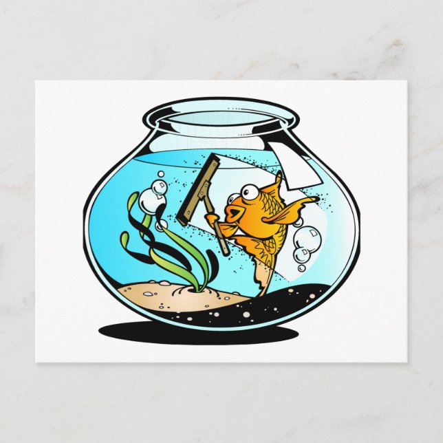 Carte Postale Drôle de poisson de nettoyage de printemps (Devant)