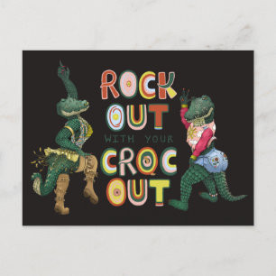 Carte Postale Drôle de Pun de Crocodile Faites du Rock avec Votr