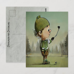 Carte Postale Drôle de rencontre sur un terrain de golf pendant 