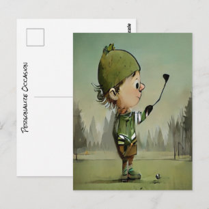 Carte Postale Drôle de rencontre sur un terrain de golf pendant 