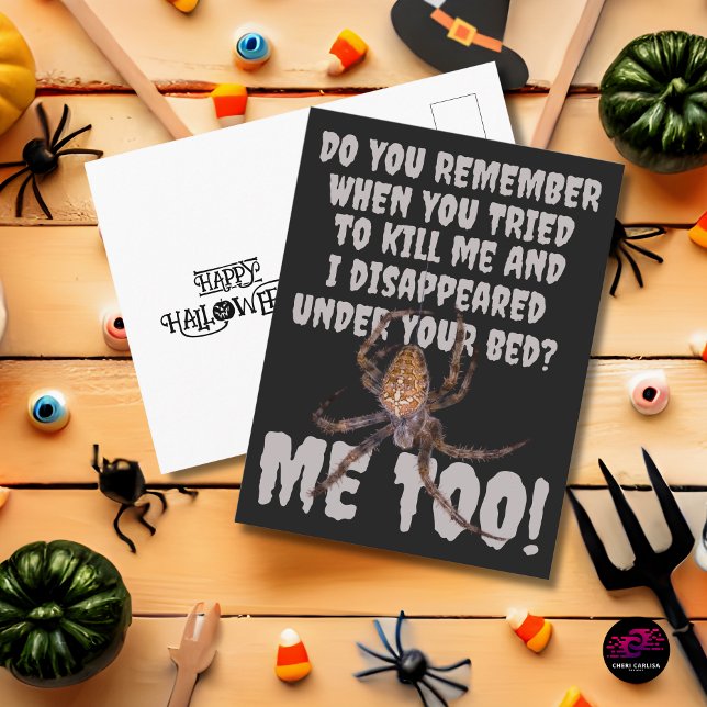 Carte Postale Drôle de revanche d'araignée Halloween (Send this to someone who “doesn’t like spiders.” 🕷️)