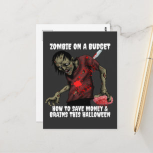 Carte Postale Drôle de Zombie Avec un Budget Halloween