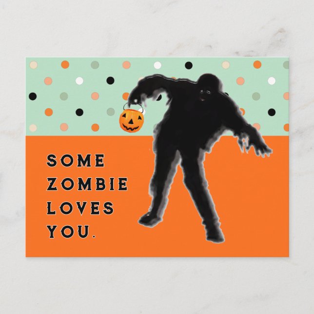 Carte postale drôle de zombie Halloween (Devant)