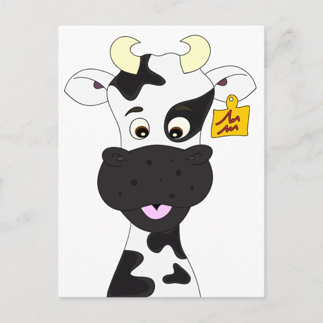 Carte Postale Drôle dessin animé de vache enfants (Devant)