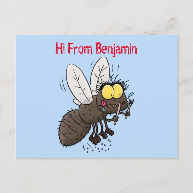 Carte Postale Drôle dessin animé d'insecte de la mouche à cheval (Devant)