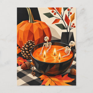 Carte postale drôle d'Halloween avec des squelette