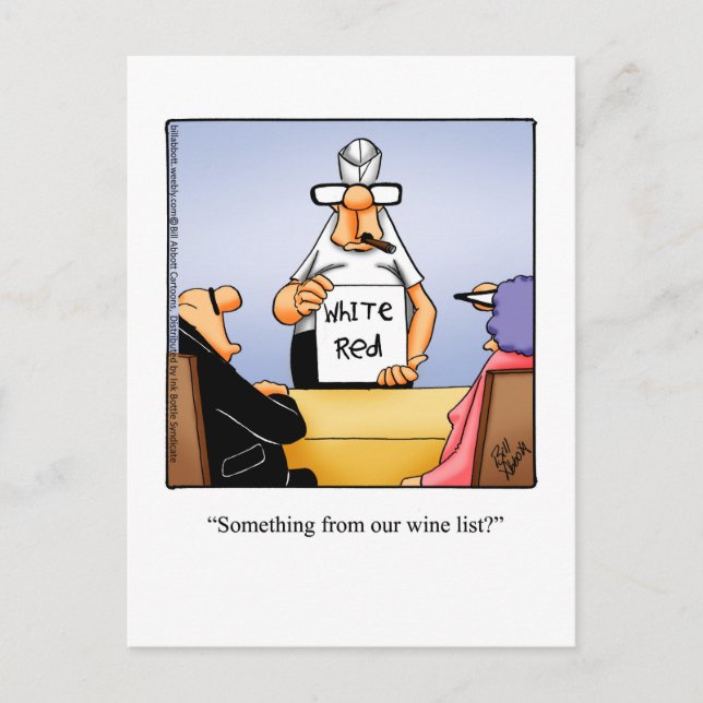 Carte postale drôle d'humour sur le vin (Devant)