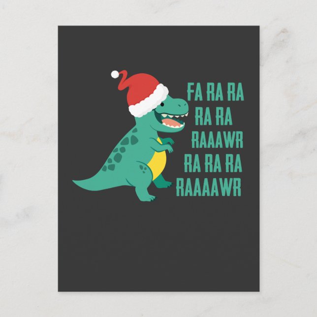 Carte Postale Drôle Dinosaur Fa Rawr Rawr Noël TRex xmas (Devant)