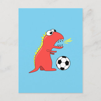 Carte Postale Drôle Dinosaure Dinosaure Soccer