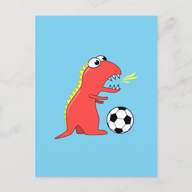 Carte Postale Drôle Dinosaure Dinosaure Soccer (Devant)